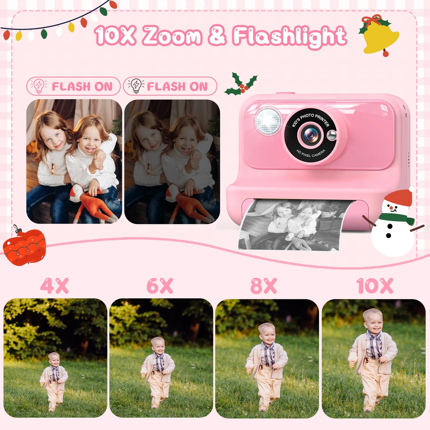 GofunlyCN Kids Instant Print Camera 1080P Mini Digital Toy