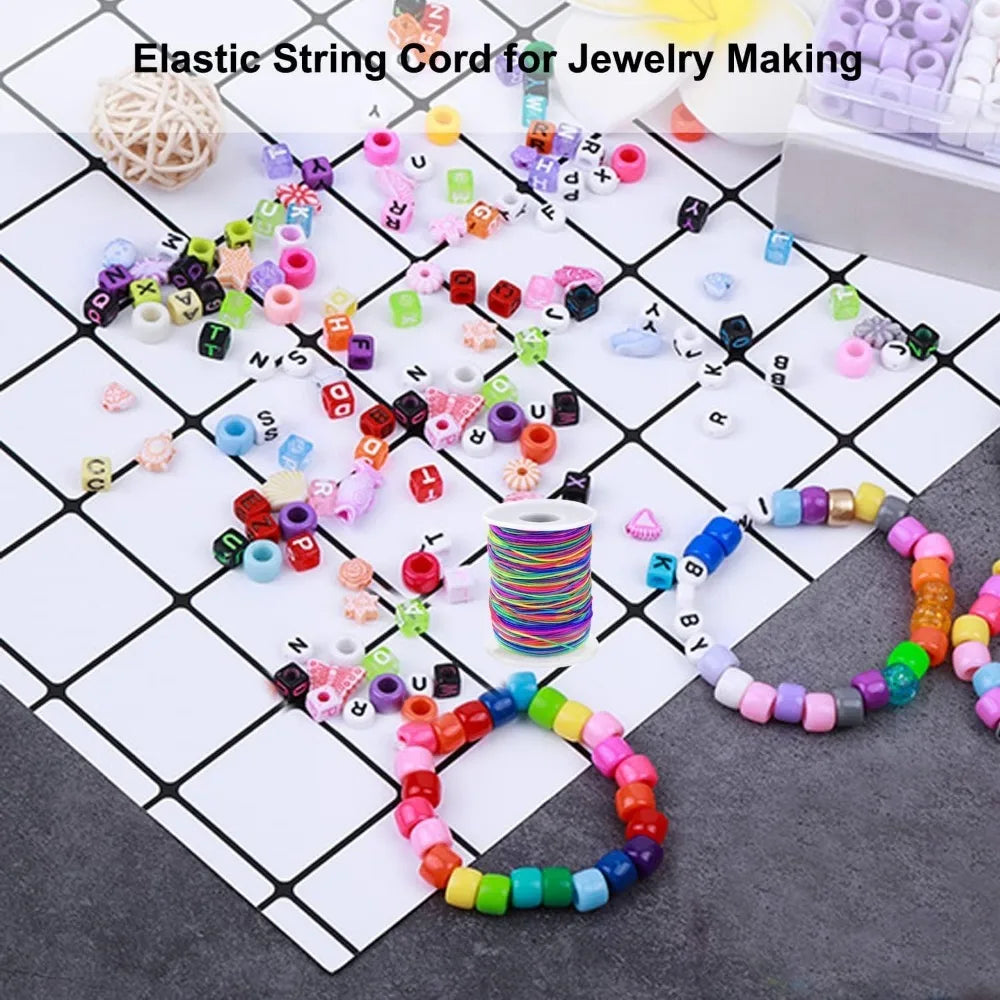 1Roll Stretchy Bracelet String, Sturdy Rainbow Elastic String Elastic Cord for Jewelry Making, Necklaces, Beading and Crafts