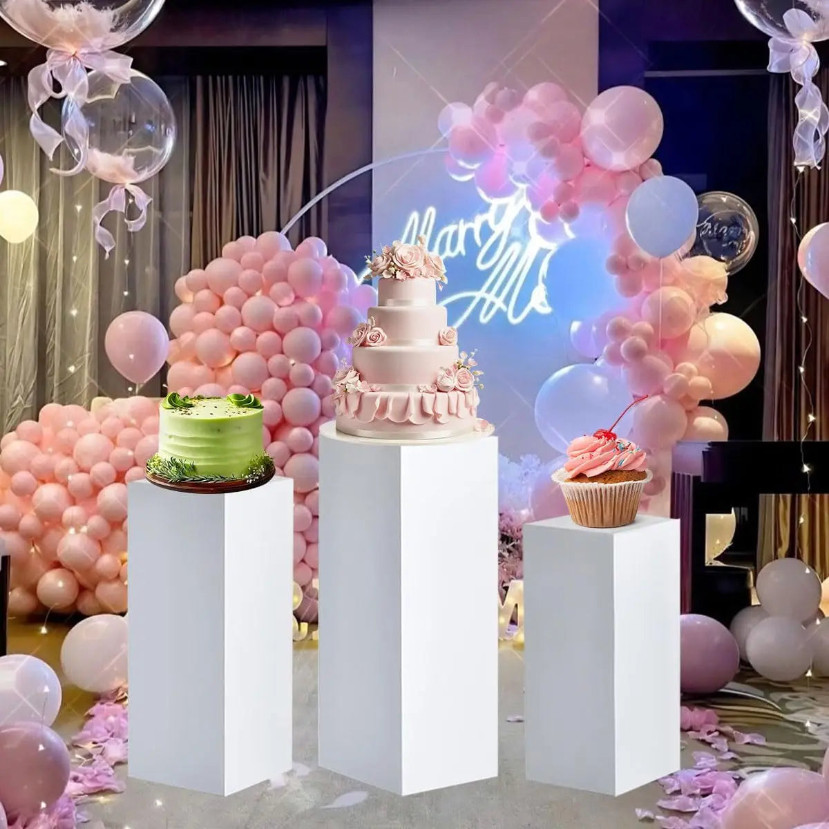 Sturdy Metal Square Pedestal Stands For Party Wedding Display