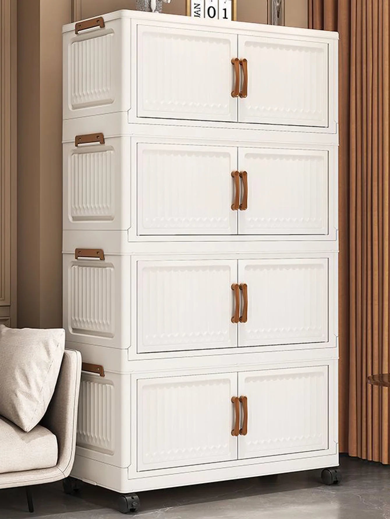 Foldable Plastic Storage Cabinet for Babies Multi-Layered Home Use Organizer Child's Closet for Clothes No-Install Easy Assembly