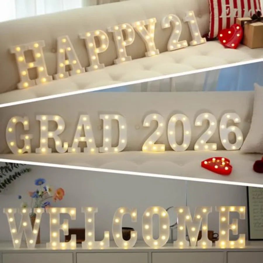 LED Marquee Numbers, 0-9 Light Up Letters, Battery Powered LED Letter Lights for Birthday Party, Christmas Night, Home, Bar, Gr