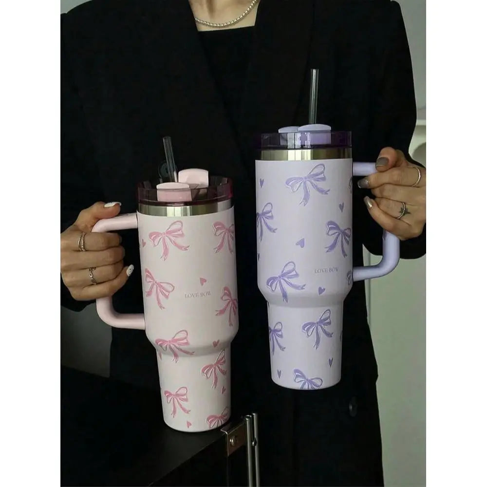 Watercolor Design Stainless Steel Vacuum Insulated Tumbler With Handle