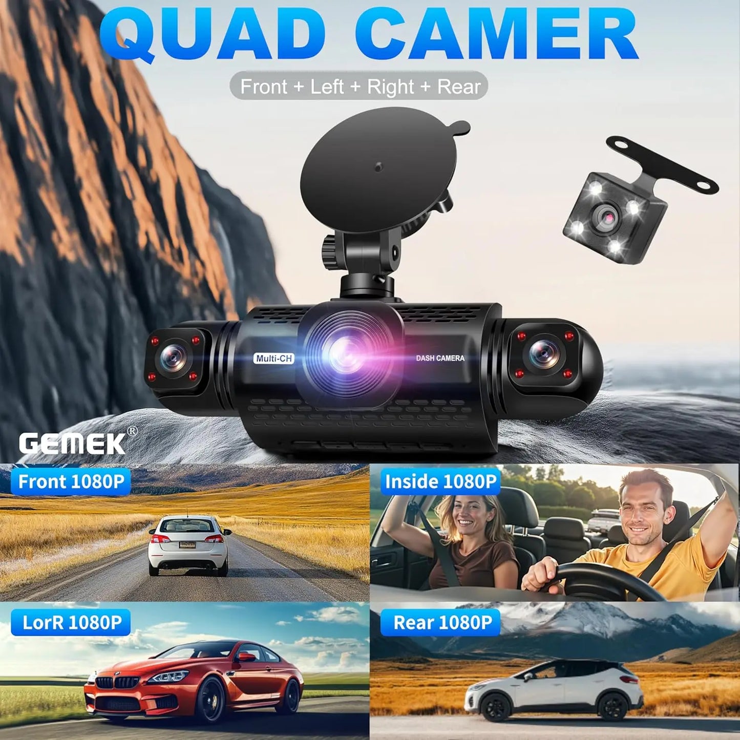 360 Degree View Dash Cam 4 Channel FHD Night Vision