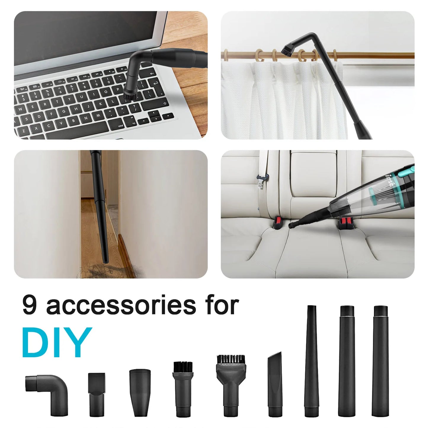 INSE R3S Corded Vacuum Cleaner 16Kpa Handheld Car Pro