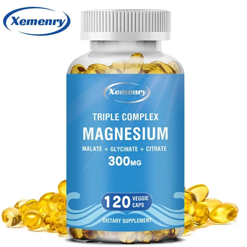 Triple Magnesium Complex - Promotes Muscle Function, Nerve and Energy Production, and Supports Brain Health - 120 Capsules