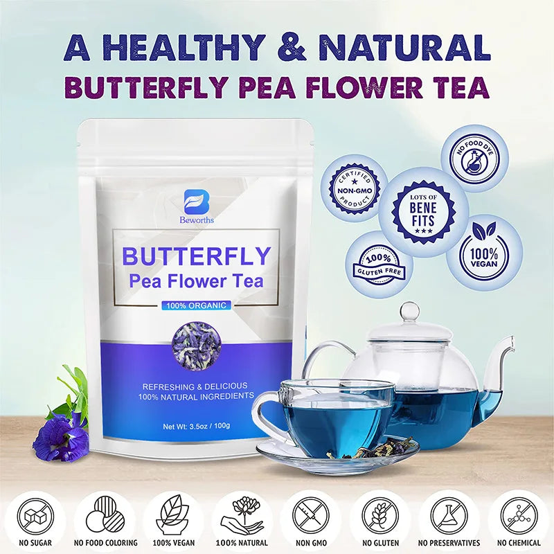 BEWORTHS 100% Natural Butterfly Herb Extract Enhances Immunity, Rich in Vitamin C and E Antioxidant Supplements for Beauty