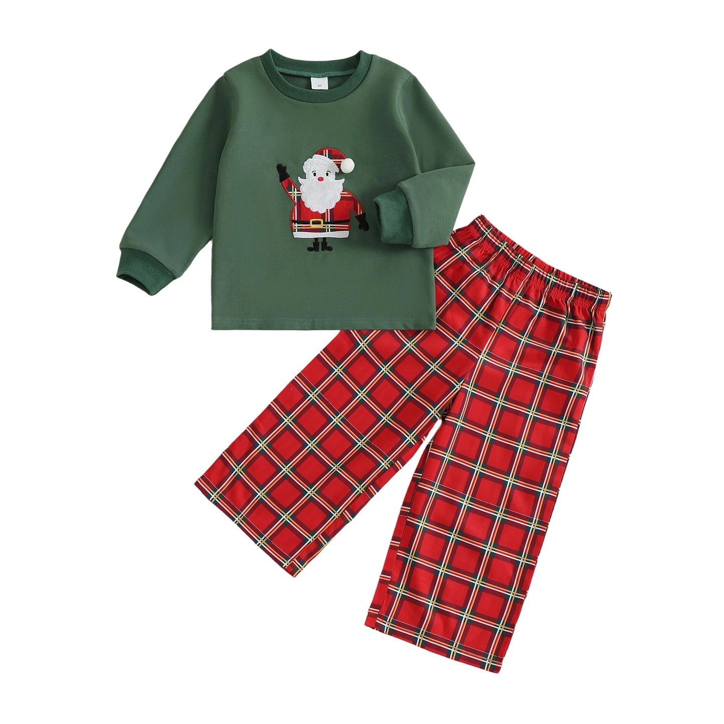 Kids Christmas Santa Hoodie Set With Embroidered Details