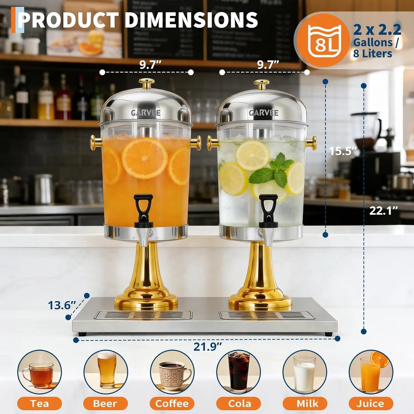 Tacleekii Commercial Stainless Steel Beverage Dispenser With Stand