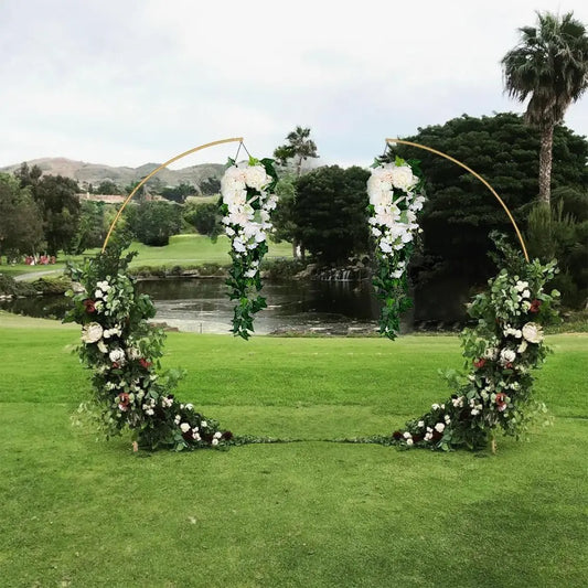 Metal Half Moon Backdrop Stand Set For Weddings And Parties
