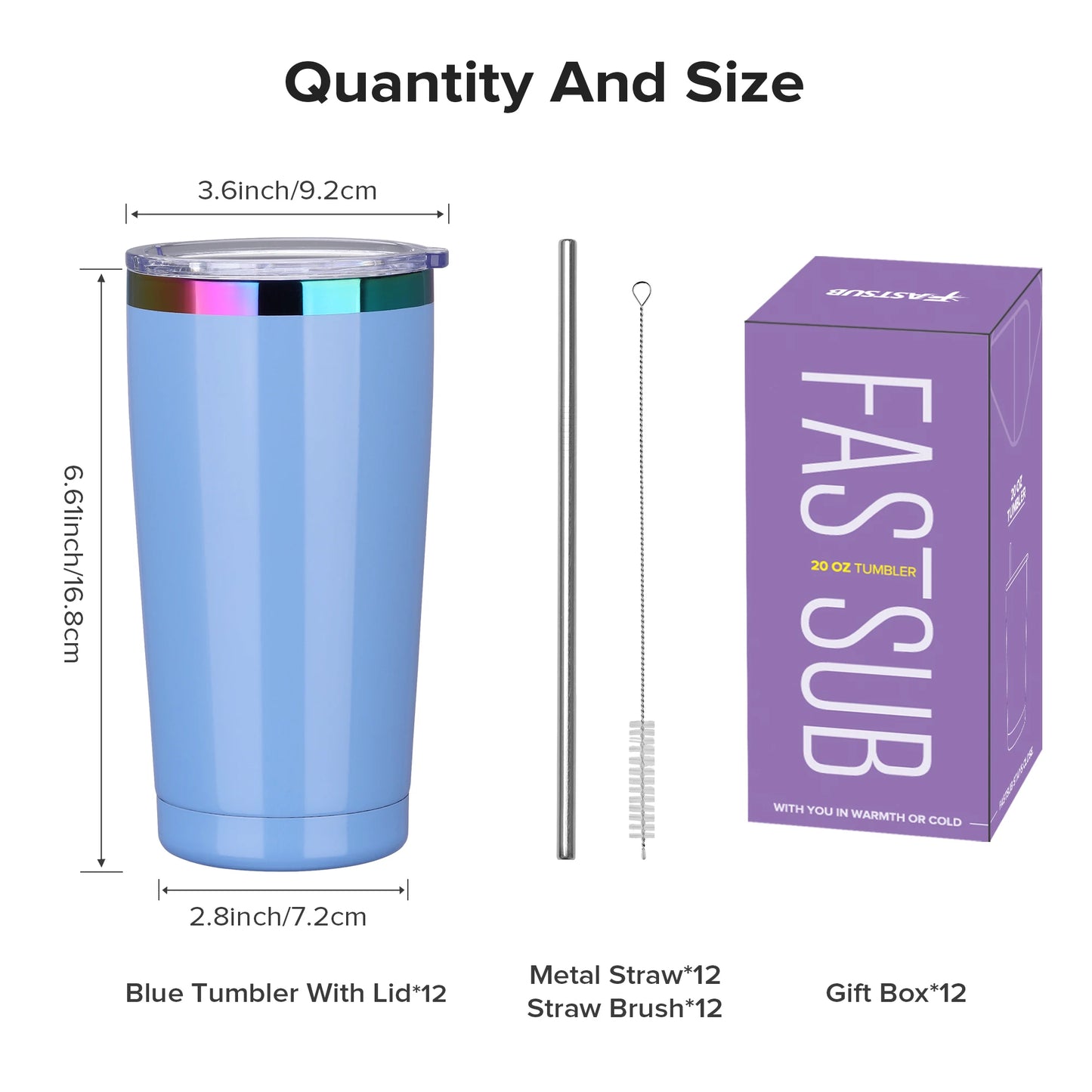 Fastsub Stainless Steel Insulated Vacuum Travel Tumblers With Lids