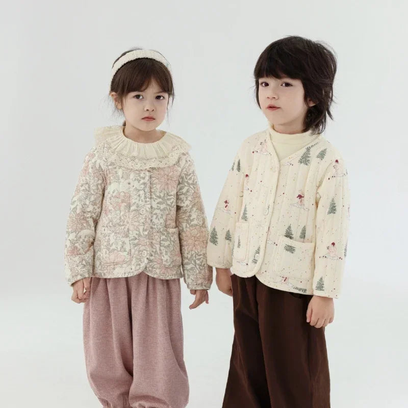 CN Kids Velvet Jacket Nordic Style Warm Lined Coat