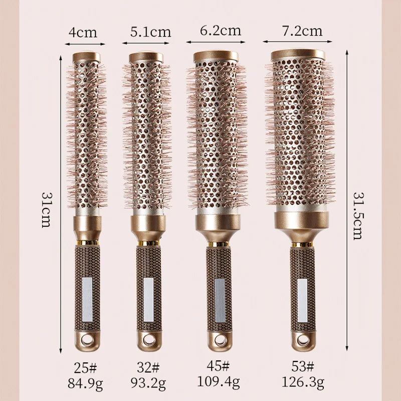 5Pcs/Set 2 In 1 Water Spray Hair Brush & Round Hair Roller Brush Set Anti‑static Salon Hair Styling Comb for Blow Drying Curling Volumizing Hairdressing Tool