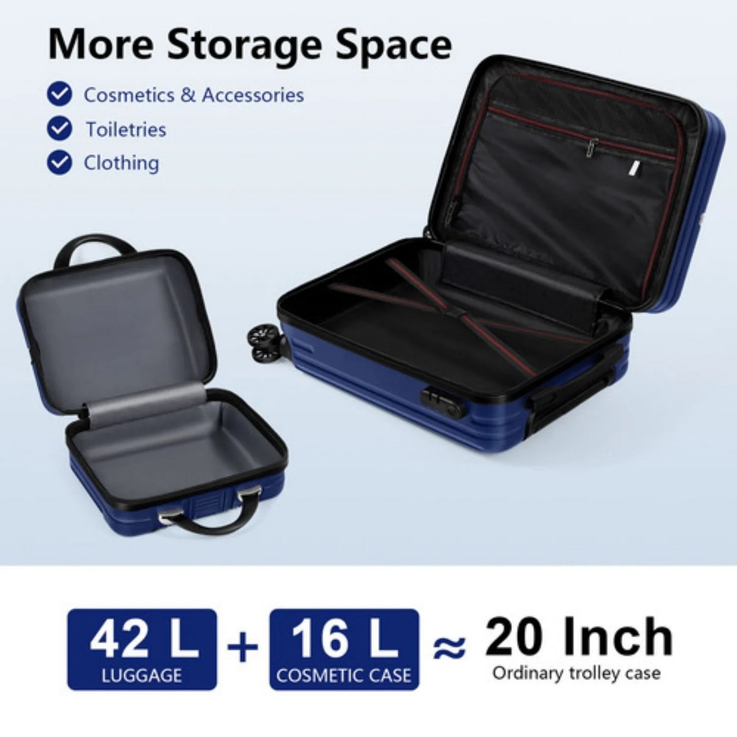 Two Piece Hardshell Luggage Set With Spinner Wheels TSA Lock