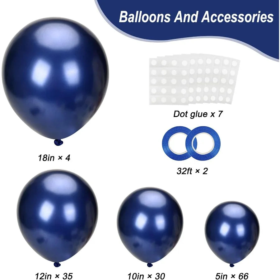 135Pcs Navy Blue Balloons Set for Garland Arch Decorations at Graduation and Birthday Parties 18 12 10 and 5 Inches