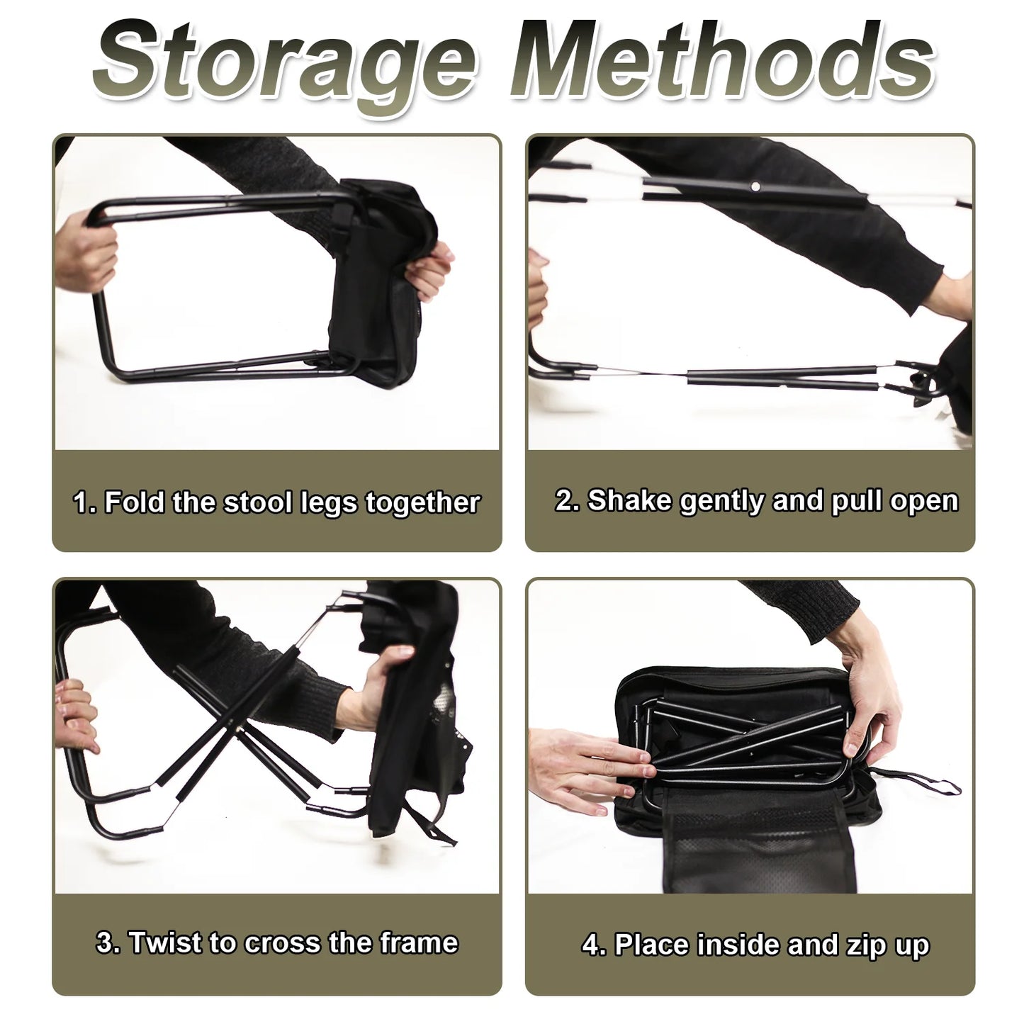 2026 New Foldable Backpack Stool for Adults, Portable Camping Stool with Sling Bag, 300lbs Capacity for Camping, Hiking, Picnic
