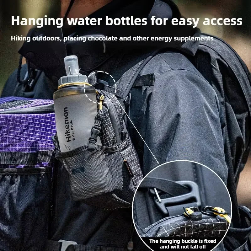 Waterproof Dyneema Water Bottle Bag,420D Nylon Holder with Phone Pocket and Adjustable Strap for Cycling,Camping Essentials