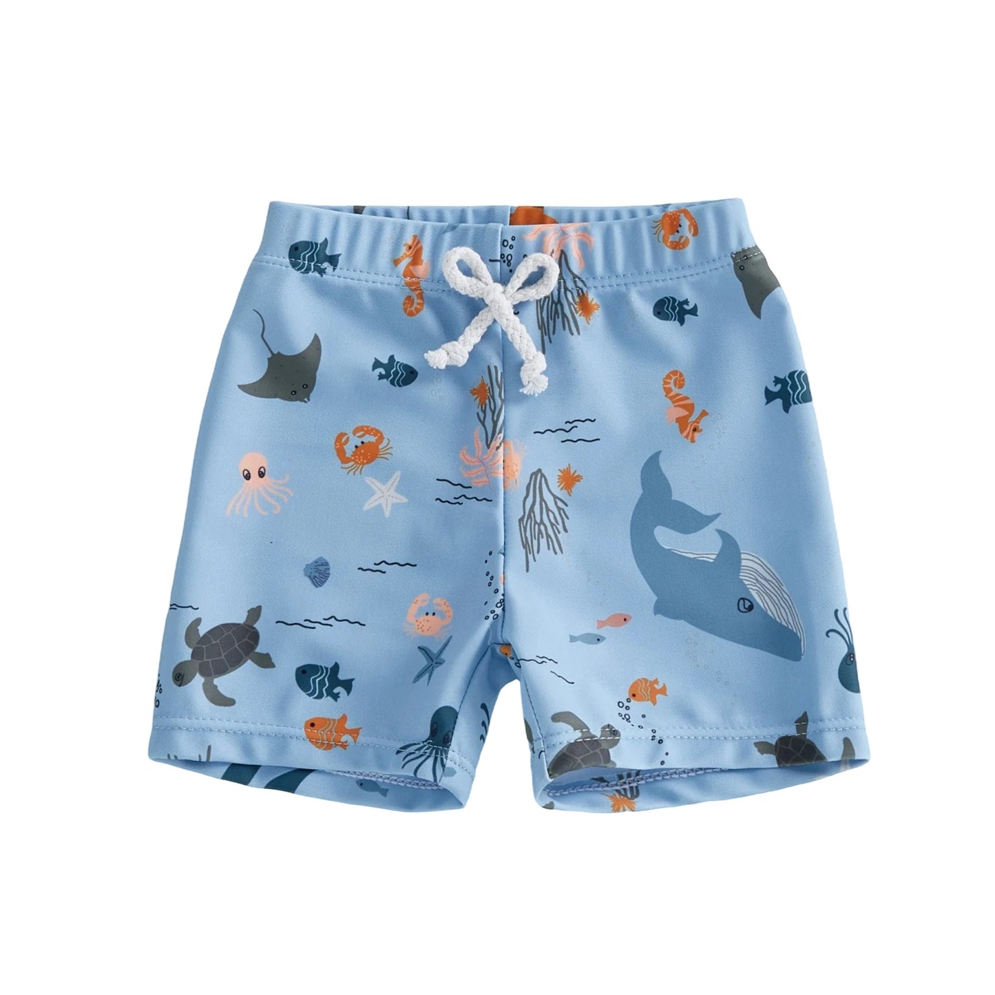 Kids Shark Print Quick Dry Swim Shorts For Summer Beachwear
