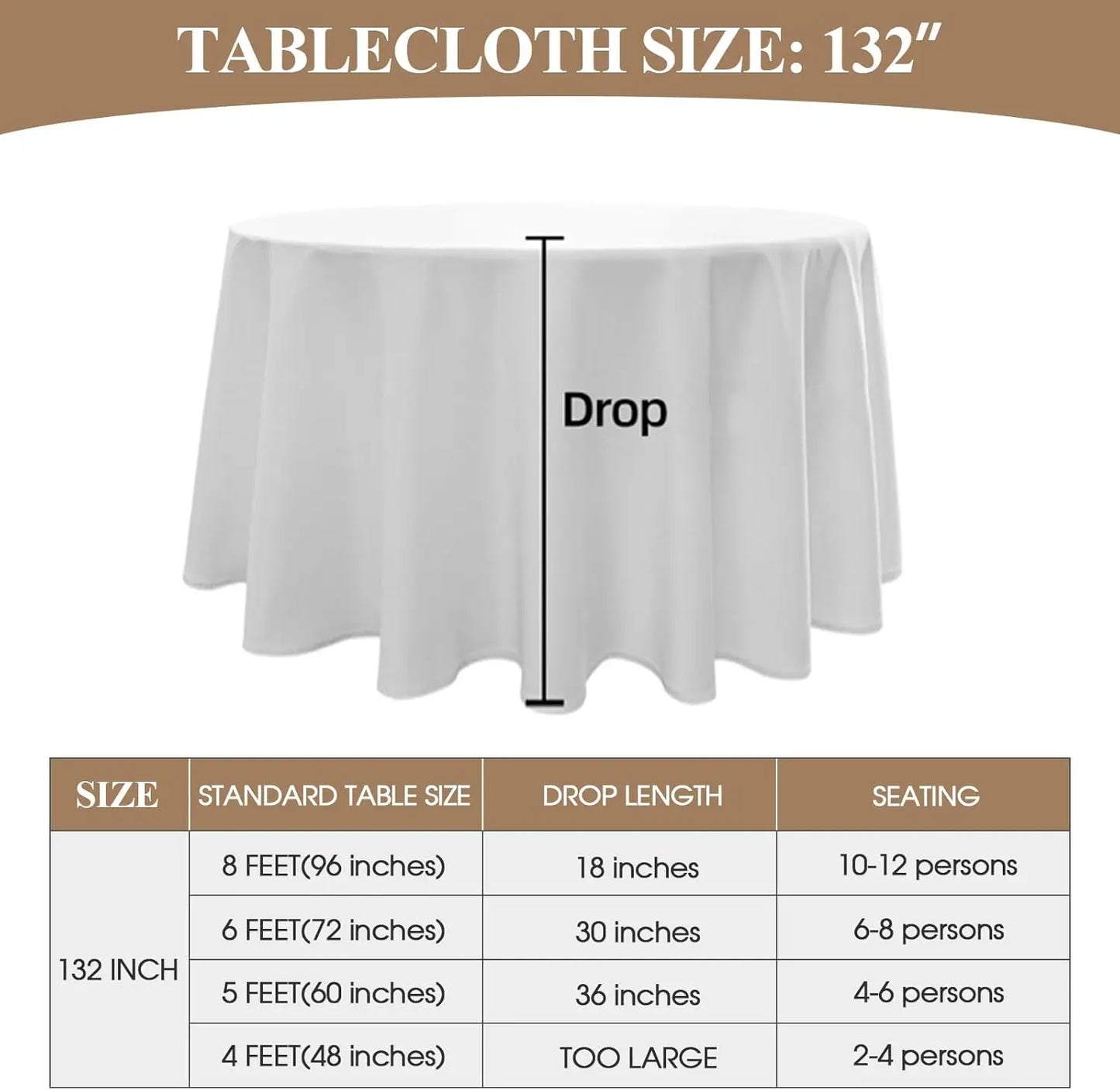 Round Tablecloth Set 10 Pack 132 Inch White Linen Polyester Washable Dining Table Covers For Weddings