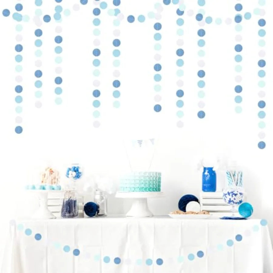 Light-Baby Dusty-Blue White Party-Decoration Garland - 52ft Baby Boy Shower Birthday Streamers, Graduation Bachelorette Bridal