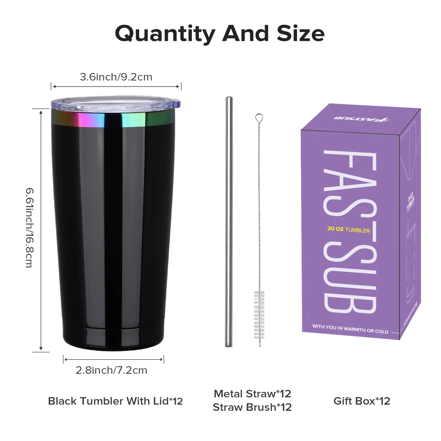 Fastsub Stainless Steel Insulated Vacuum Travel Tumblers With Lids