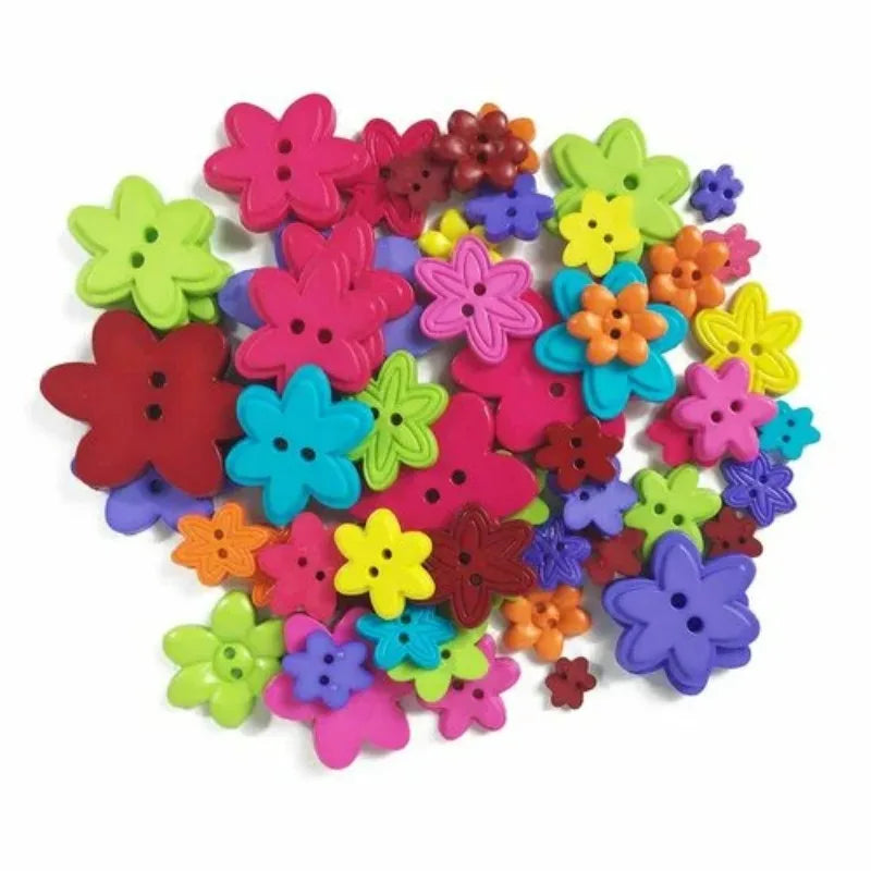 Value Flower Assorted Size Sew Thru Buttons, 31/2 Ounces