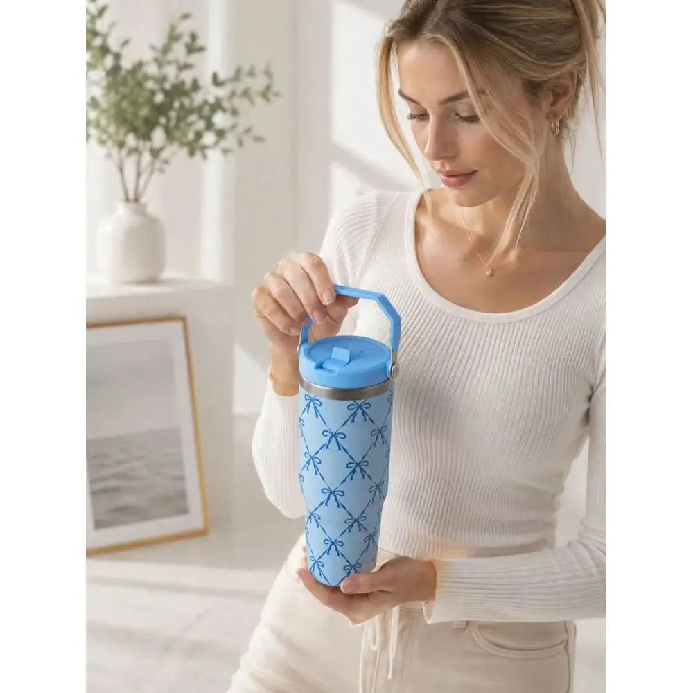 Stainless Steel Vacuum Insulated Tumbler With Handle And Straw