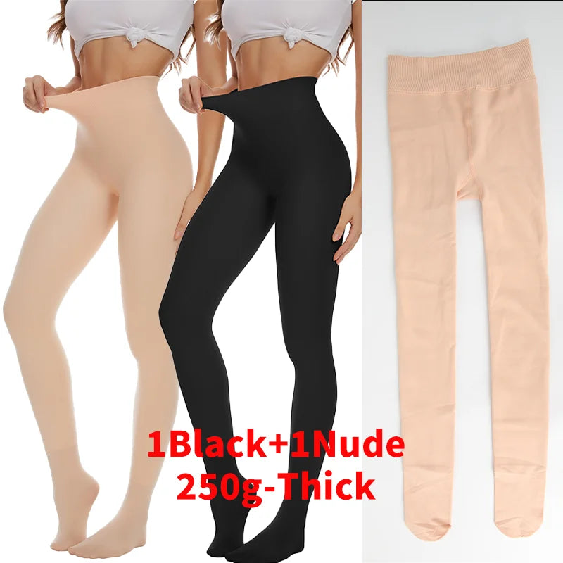 Women Thermal Fleece Tights High Waist 2 Pack Leggings
