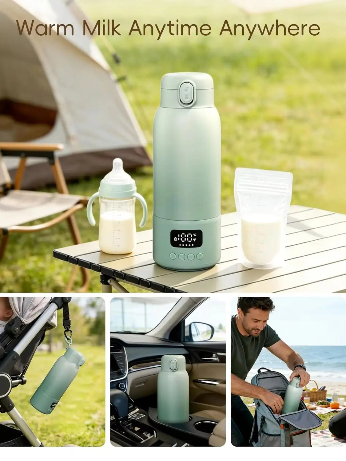 Portable Electric Heating Thermos Cup With LED Temperature Display