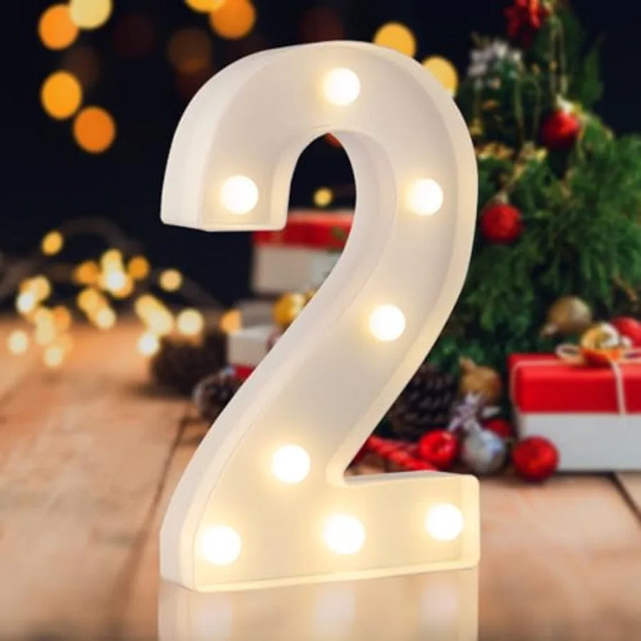 LED Marquee Numbers, 0-9 Light Up Letters, Battery Powered LED Letter Lights for Birthday Party, Christmas Night, Home, Bar, Gr