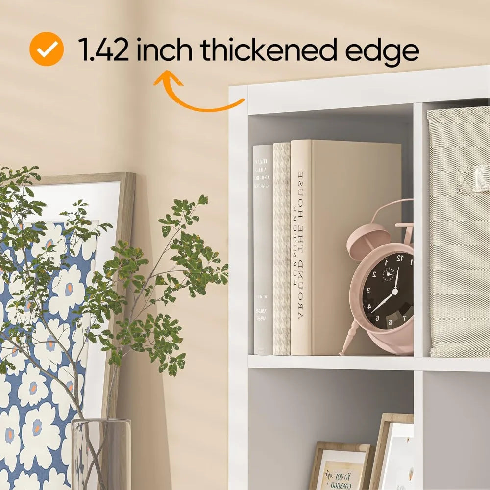 High Concerned Bookshelf With Storage Bin 4 Cube Organizer