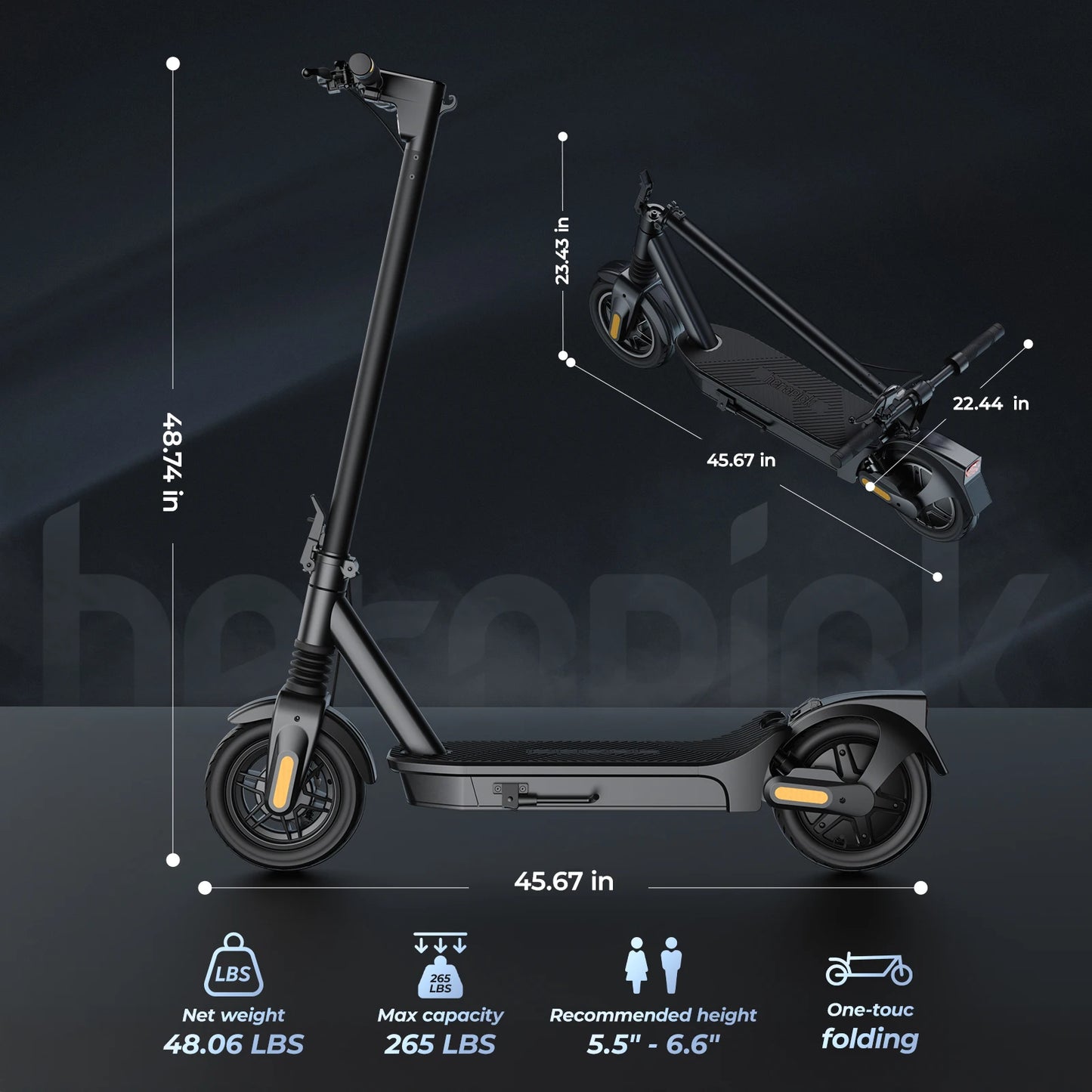 E8/10 Foldable E-Scooter 500/1000W 20mph 20/40miles Max Range Dual Suspension APP Smart Control Powerful Motor Electric Scooter