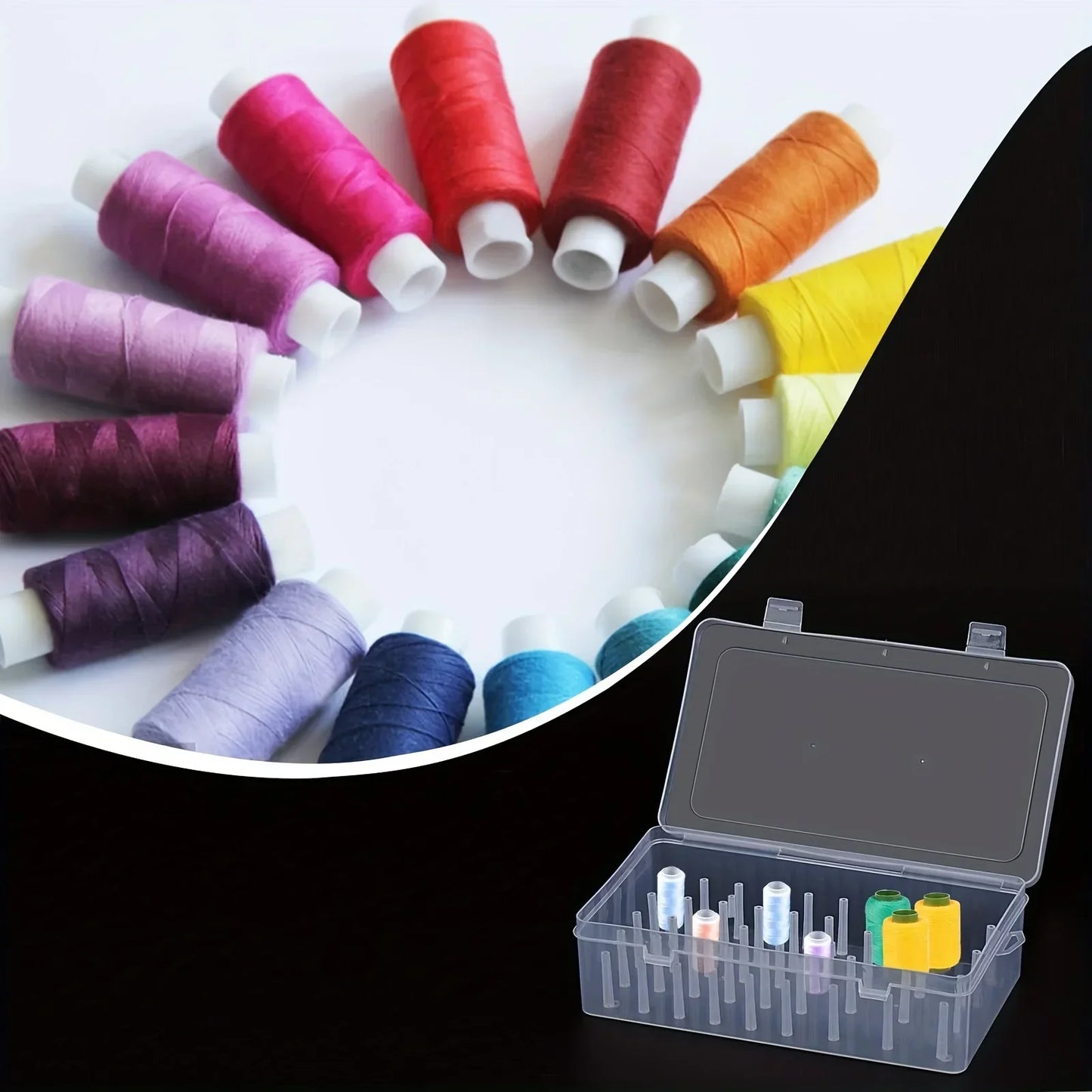 Transparent PP Plastic Sewing Thread Storage Box Portable Large Capacity