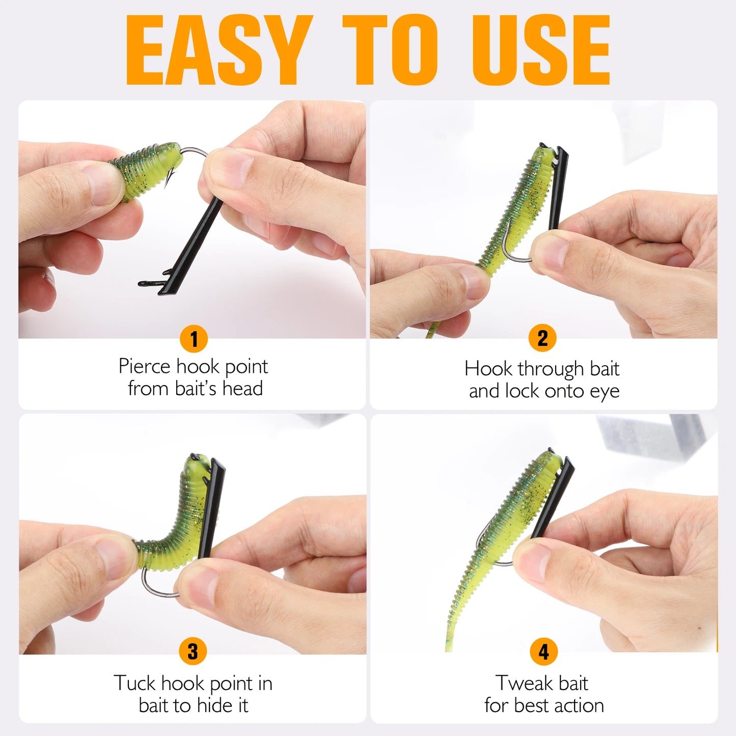 Dovesun 12PCS Ozark Rig Fishing Hooks Weedless Jig Heads for Fishing, 3/0 Texas Rig Hooks Jig Heads for Saltwater & Freshwater