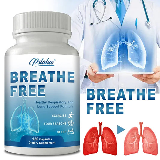 Breathe Free Support - Supports Respiratory, Promotes Lung Cleansing, Boosts Energy Levels, Antioxidant - 120 Capsules