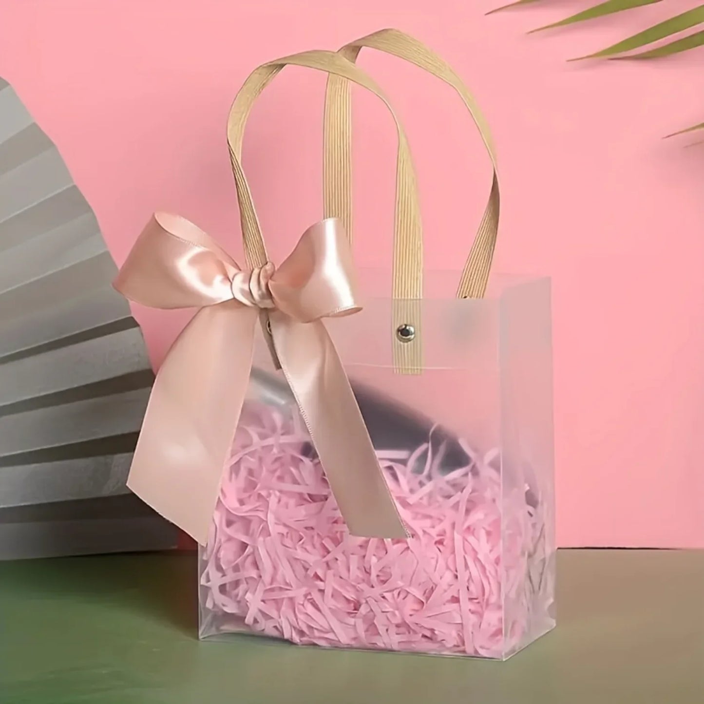 10 Piece Elegant Transparent PVC Gift Bags With Ribbon Bows For Weddings Birthdays And Holiday Parties