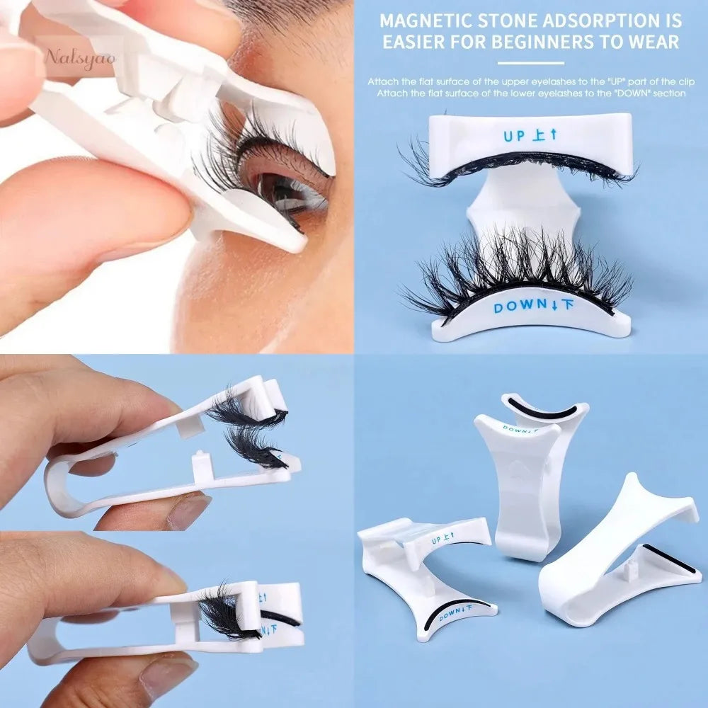 New Quantum Magnetic Eyelash Curler Reusable Eyelashes Applicator Portable False Eyelash Assist Makeup Tools Accessories