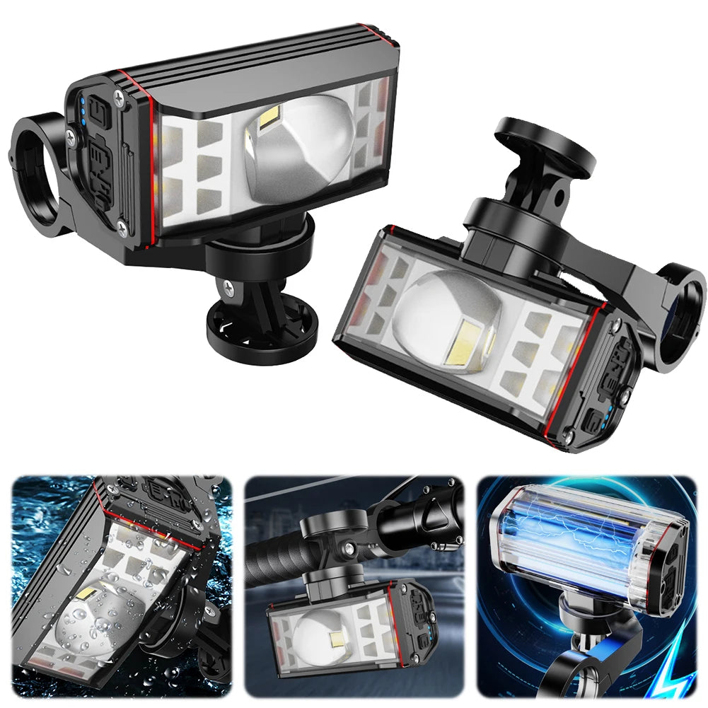 2600mAh 5200mAh LED Bike Handlebar Front Light USB Rechargeable Waterproof MTB Mountain Cycling Lamp For Night Riding