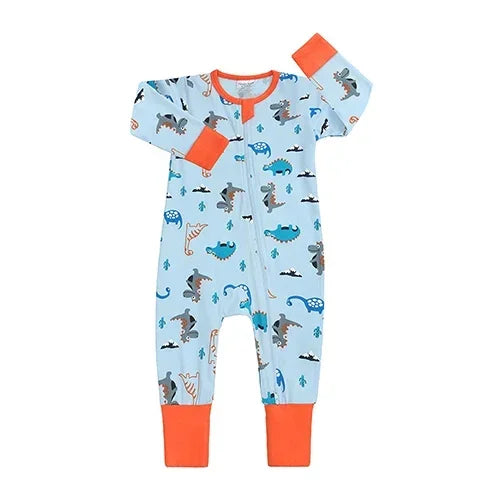 New Double Zipper Infant Baby Girl Boy Clothes Geometry Long Sleeve Cotton Baby Romper Clothing For Newborn Jumpsuit 0-24 Months
