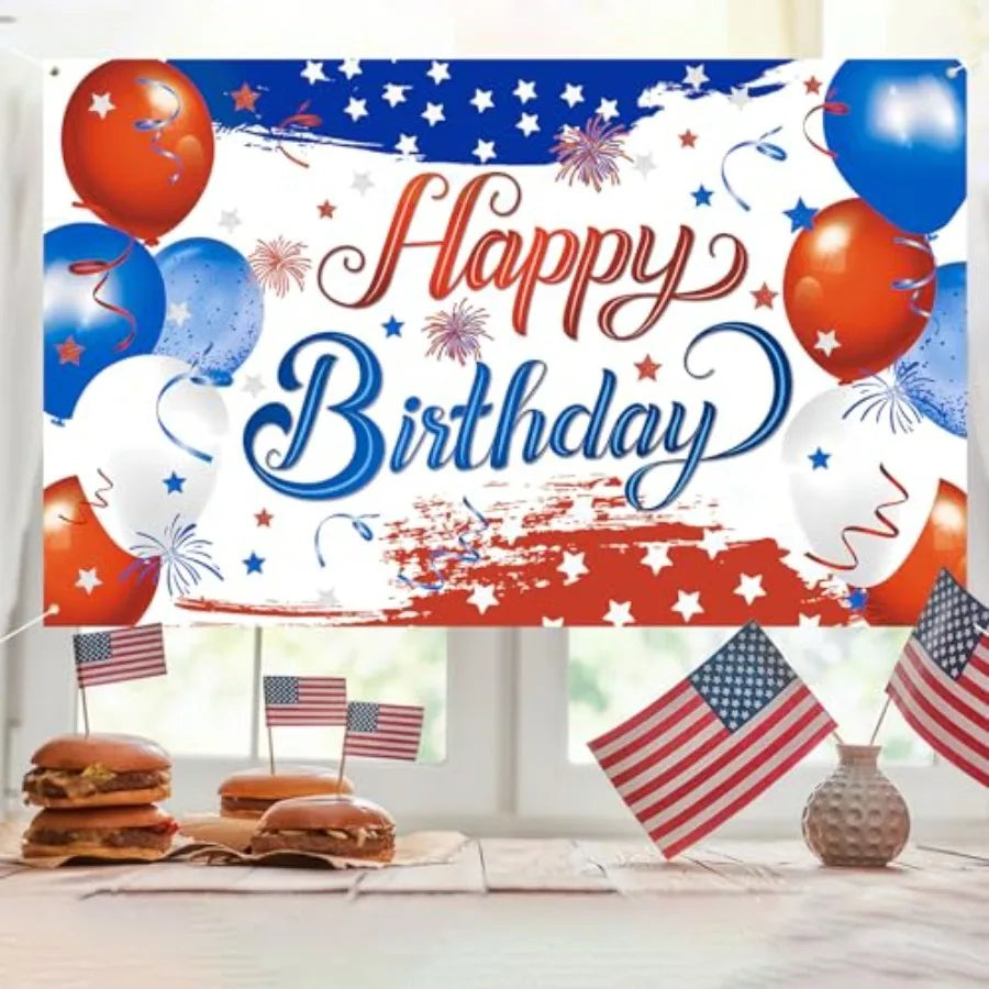 Independence Day Birthday Banner Party Celebration Supplies