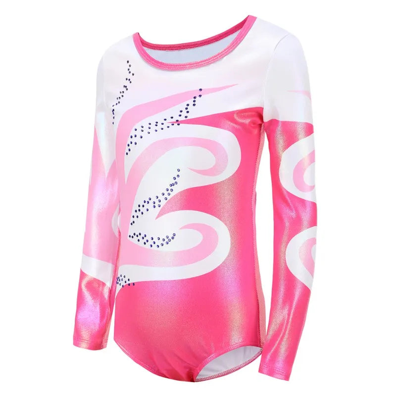 Girls Gymnastics Embroidered Breathable Leotards Glitter Details with Tights Ballet Shorts Set for Dance