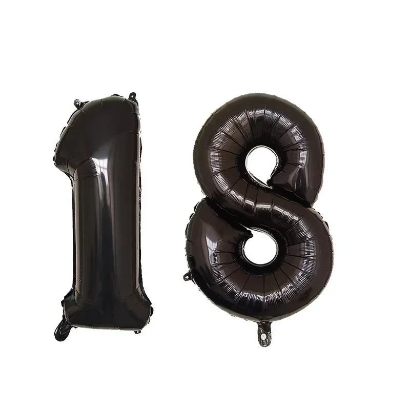 32 Inch Helium Foil Number Balloons 10 11 12 13 14 15 Gold Silver Black Blue Red Birthday Party Decoration 32 Pcs