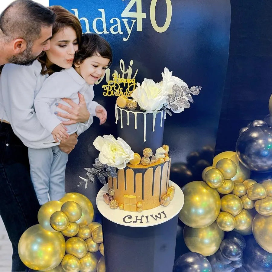 Navy Blue And Gold Balloons 65 Pieces 12 Inch For Anniversary Wedding New Year Birthday Party Graduation Decor