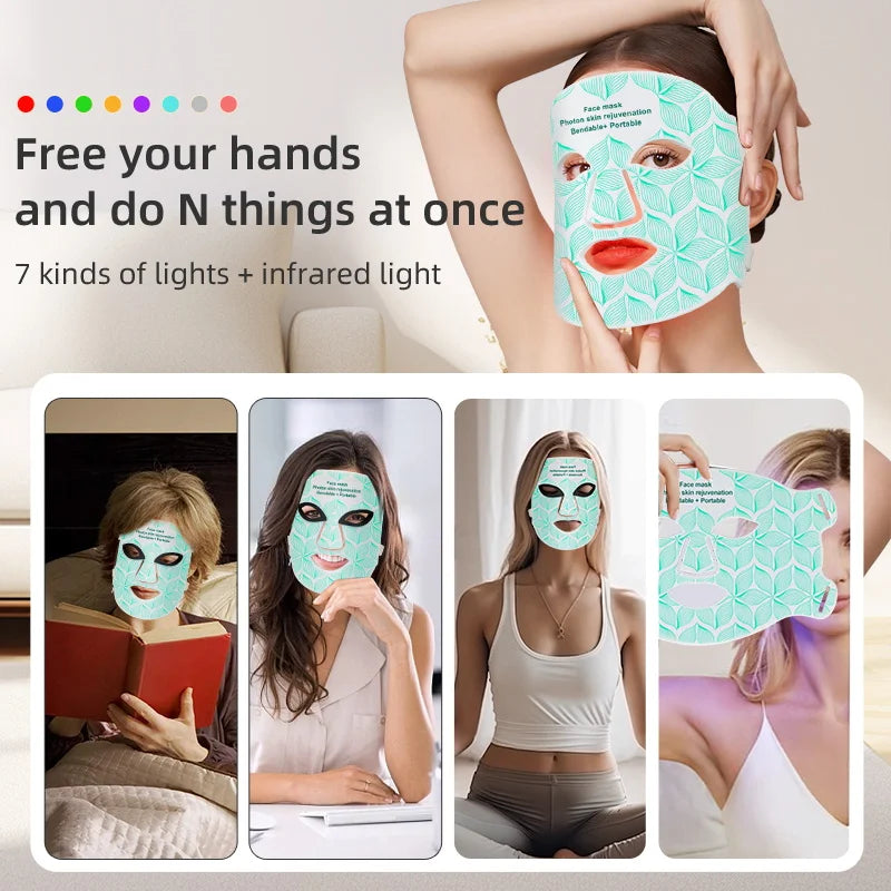 8 Colors LED Face Mask 850NM Near-infrared Red Light Therapy Beauty Mask for Anti-Aging Wrinkle Skin Rejuvenation Home Use