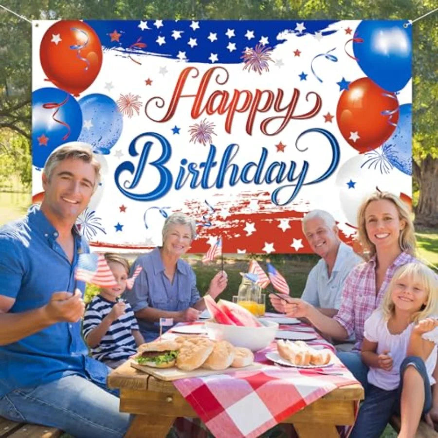 Independence Day Birthday Banner Party Celebration Supplies