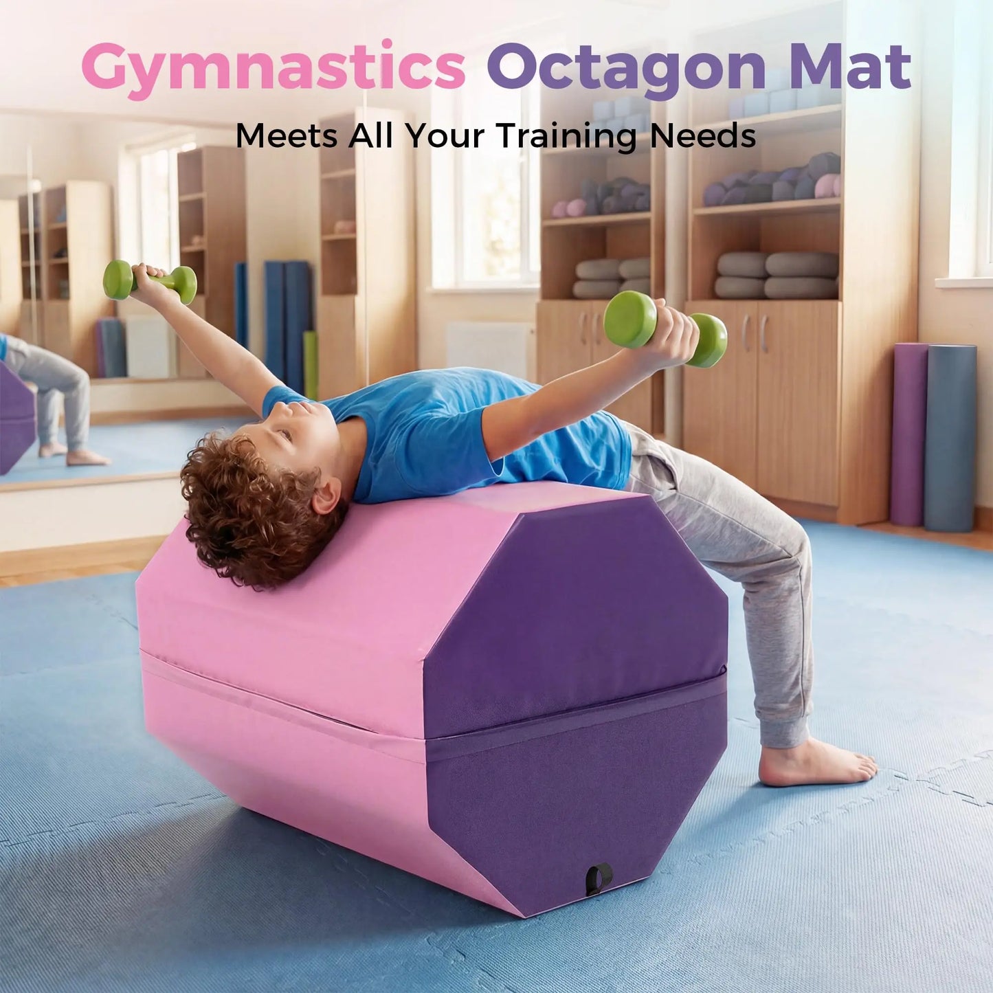 Skill Shape Backbend Somersault Trainer Mat 19"x19"x23" Octagon Gymnastics Tumbling Mat High Density Waterproof Foam Mat for Cheerleading Martial Arts Home Training