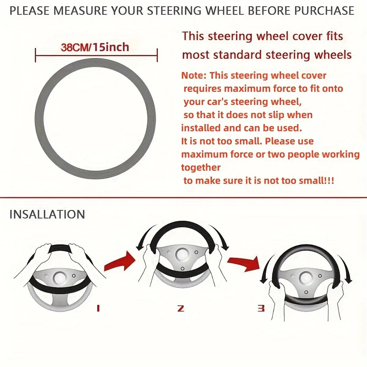 Sweet Heart Design Steering Wheel Wrap - Durable PU Leather, Anti-Slip Inner Circle, Fits Most Vehicles