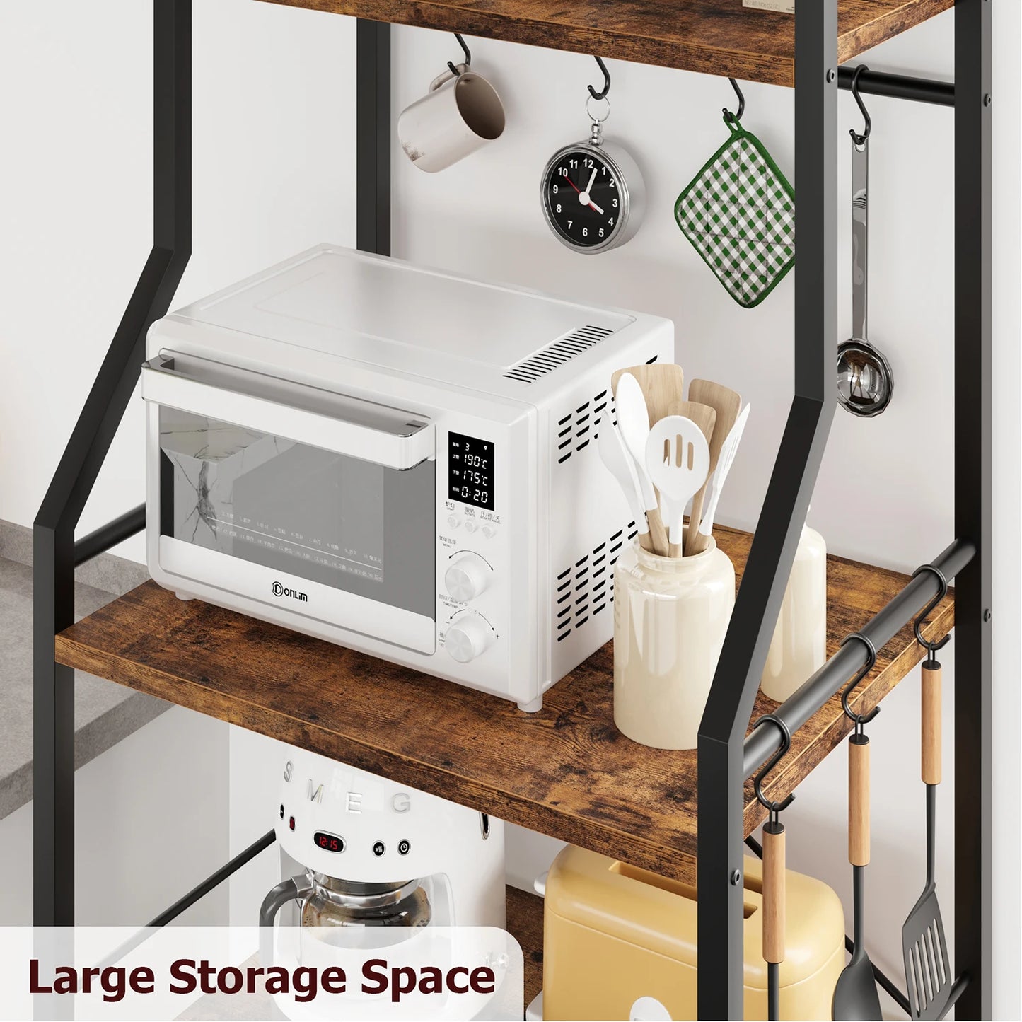 Twister.CK Kitchen Bakers Rack With Microwave Stand 4 Tier Storage