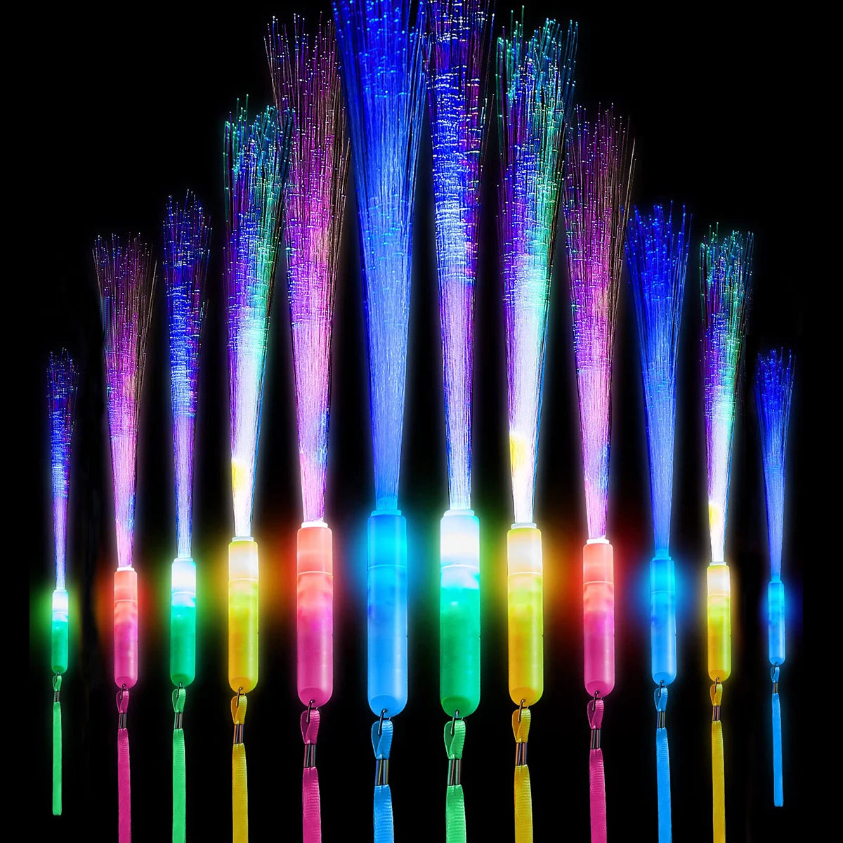 Colorful LED Glow Fiber Optic Sticks Party Wands For Events