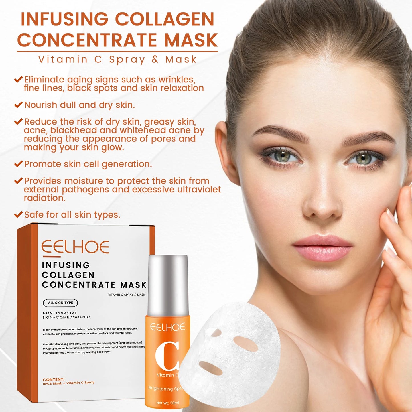 Eelhoe Collagen Mask Spray for Anti Aging Hydration and Brightening