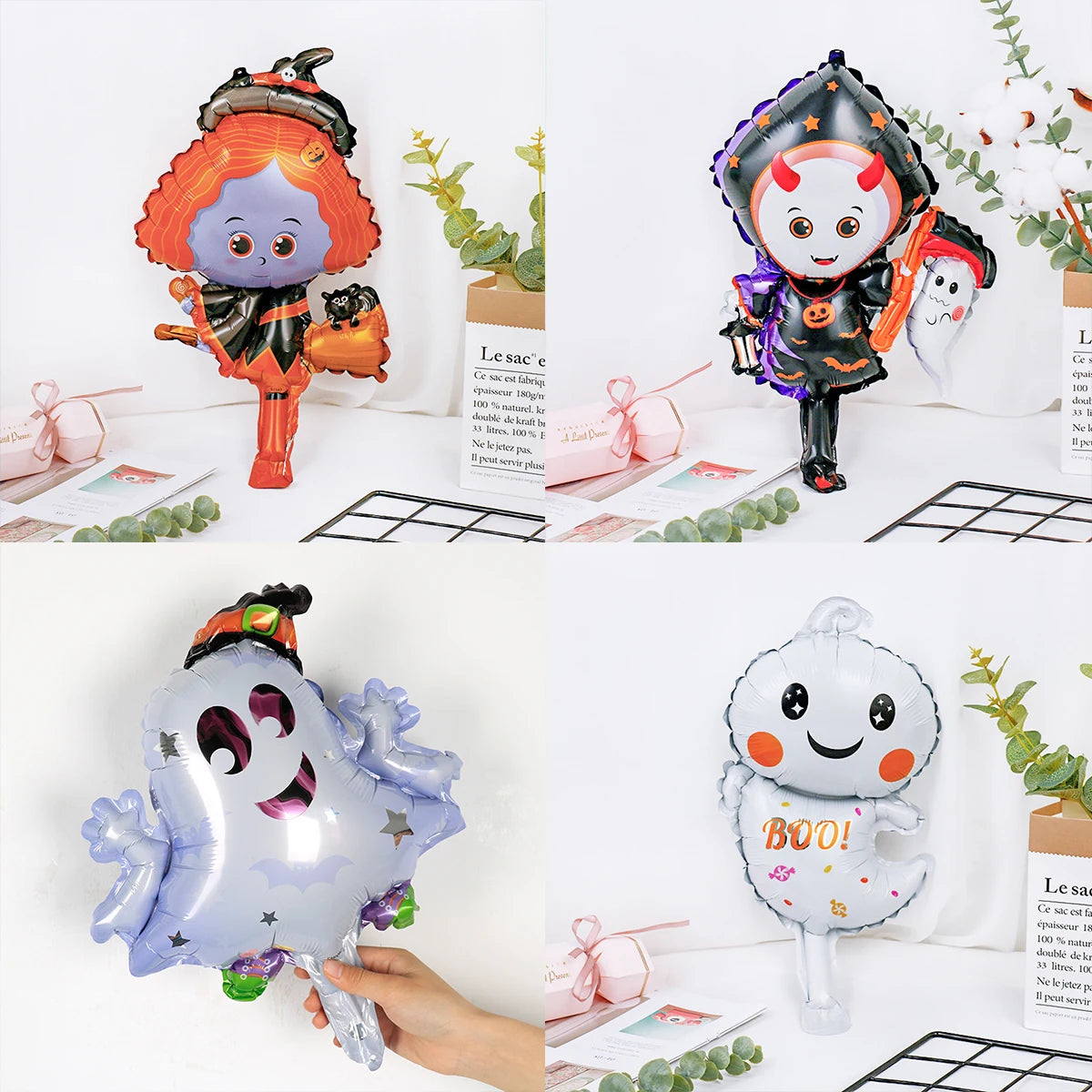 Five Piece Halloween Ghost Balloon Decorations for Party Supplies Ghost Party and Halloween Birthday Celebration